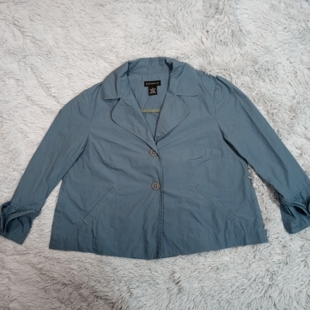 Rafaella Womens Shirt Blouse Blue M Top Button Up Lightweight Pockets